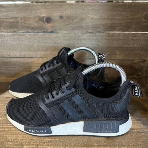 Big Kids Childrens Adidas NMD R1 Japan Core‎ Black Shoes Sneakers Size 4 Y GUC - Picture 2 of 6